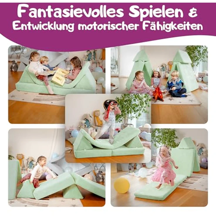 Linodino Kindersofa Spielsofa I aus Schaumstoff Bausteine I Spielcouch für Kinder, 3 Jahre Garantie – Bild 3