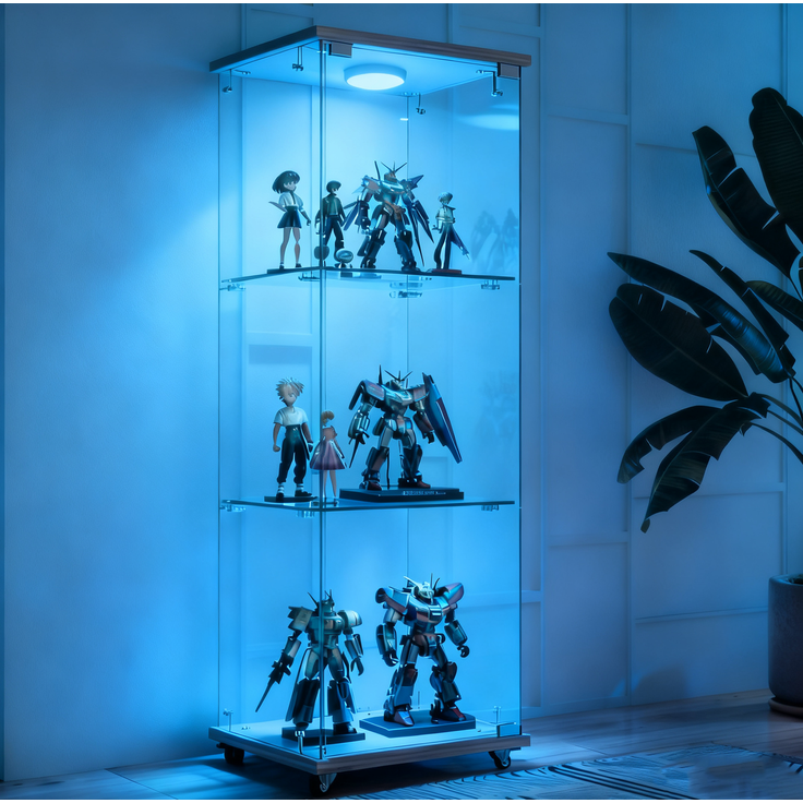 DESVIAE Vitrine mit LED-Beleuchtung und Glastür 42,5x120x36,5 cm MDF und Glas Natur – Bild 3