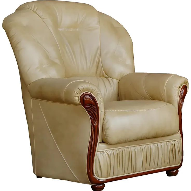 Vente-unique Ledersessel DAPHNE Büffelleder, Beige, 83x91x97 cm