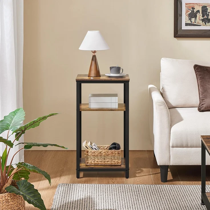 Yaheetech Vintage Telefontisch, Beistelltisch mit 3 Ablagen, Kleiner Nachttisch, Sofatisch, 40 x 30 x 74,5 cm, Metallgestell, ideal für Wohnzimmer Schlafzimmer Büro – Bild 9