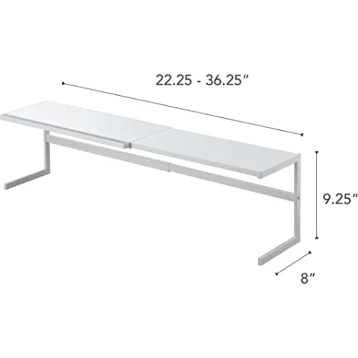 Yamazaki Küchenregal "Tower" Regal Metall 54 bis 92cm ausziehbar, platzsparend, Metallregal für mehr Platz in der kleinen Küche, mit 3 Aufhängehaken – Bild 4