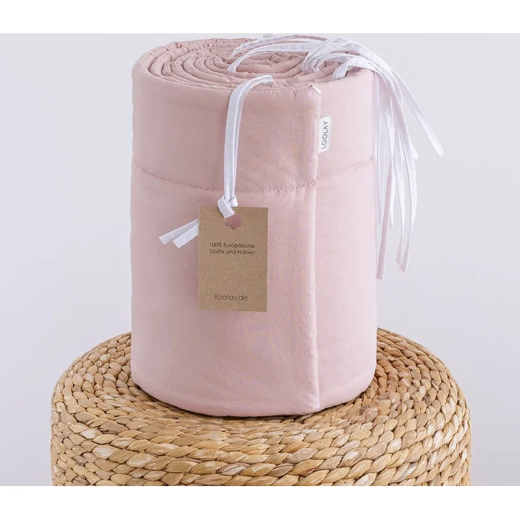 Loolay Bettnestchen ROSA Altrosa BIO-Baumwolle Atmungsaktives Babybett BETTUMRANDUNG, (Modern GESCHENK Ausstattung Erstausstattung für Neugeborene Mädchen, Umrandung Kopfschutz Bett Schutz Bettschlange 420, 360, 210, 180x30cm), 100% Europäische Premium... – Bild 2