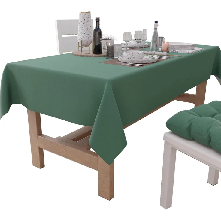 PETTI Artigiani Italiani - Rechteckige Tischdecke, Elegante Tischdecke, einfarbige Baumwolltischdecke, Küchentischdecke, grüne Tischdecke X18-Sitzer (140x360 cm), 100% Made in Italy