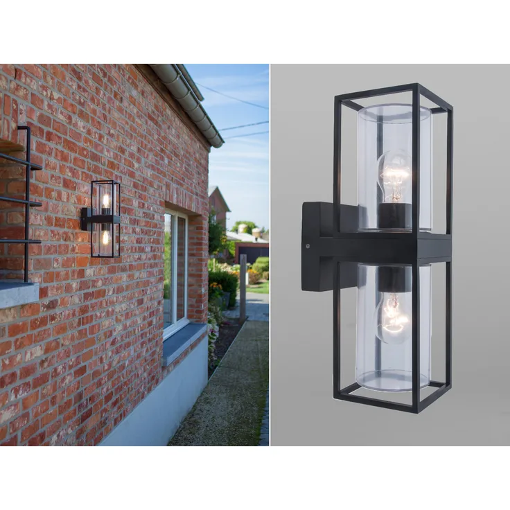 Lutec Flair Außenwandleuchte anthrazit IP44 E27 14x19x42,5cm