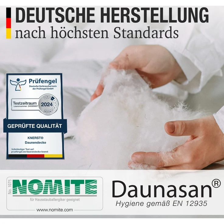 KNERST Federbettdecke Bettdecke mit weichen 10% Daunen & 90% Federn, Füllung: 90% Federn und 10% Daunen, Baumwollbezug, Kassetten Federbett, Daunen und Federn Bettdecke – Bild 2