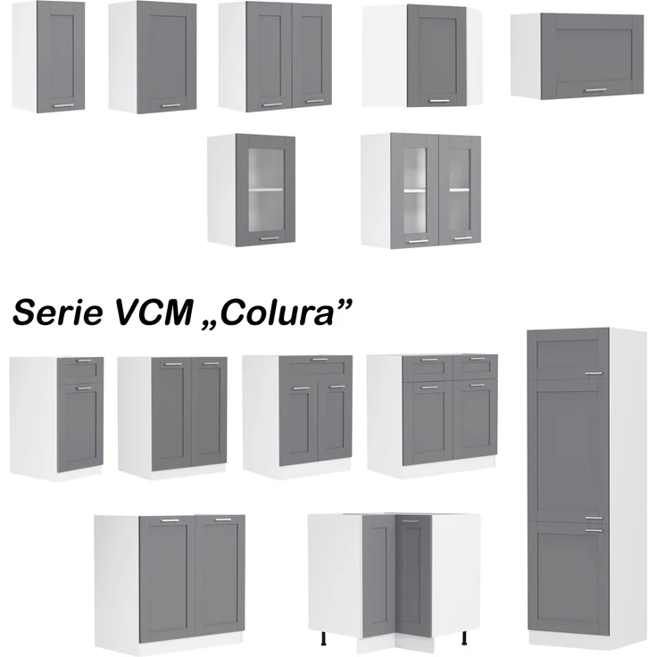 VCM Küchenmöbel Hängeschrank Colura 919366 Weiß / Anthrazit H. 60 x B. 40 x T. 31 cm – Bild 2