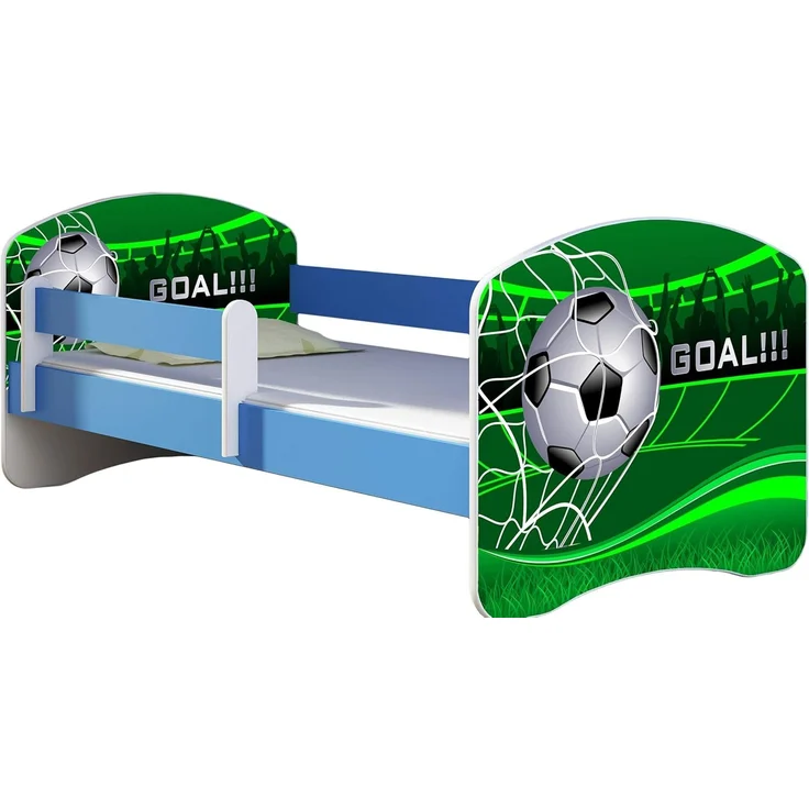 ACMA Kinderbett Jugendbett mit Einer Schublade und Matratze Blau mit Rausfallschutz Lattenrost II 140x70 160x80 180x80 (14 Goal !!!, 180x80) – Bild 1