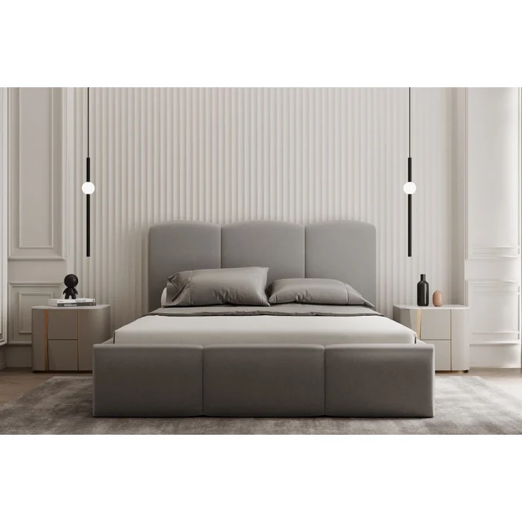 Polsterbett Doppelbett DUNIA Komplettset in Stoff Opera Velvet Schwarz 120x200cm – Bild 2