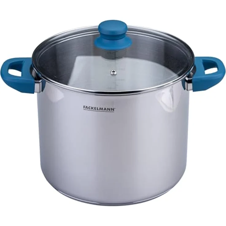 Fackelmann Suppentopf Essential, Ø 24 cm, 9L, Hochwertiger Edelstahl, ergonomische Bakelit-Griffe, für alle Herdarten geeignet, Blau – Bild 2