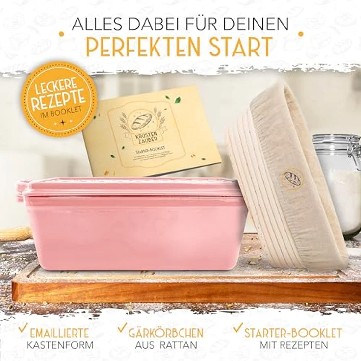 Krustenzauber Brotbackform Brotbackform Gusseisen Topf Brot Backen [inkl. Gärkorb] – Bild 4