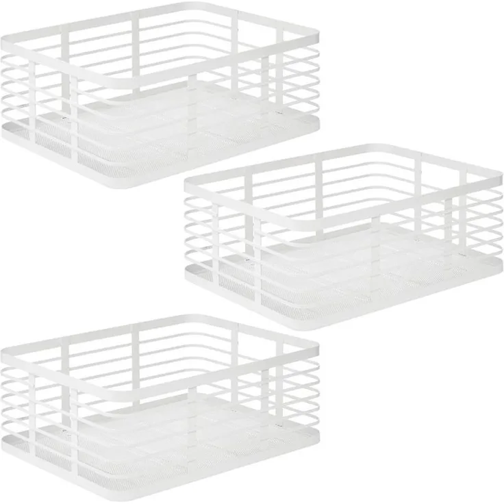 mDesign Allzweckkorb Drahtkorb Gitterbox Organizer Regal 3er Set Metall Weiß