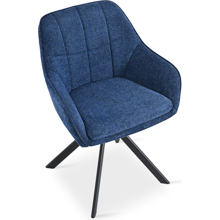 GOEURVANT 1437 Esszimmerstühle 4er-Set mit Armlehnen, 360° Drehbar, Chenille - Blau – Bild 7