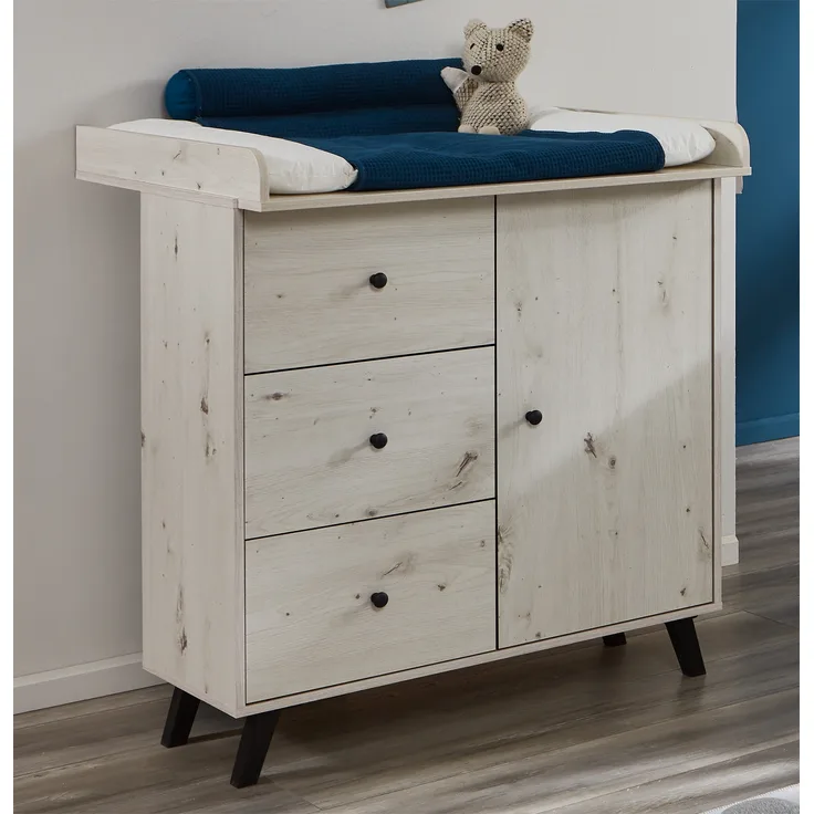Wickelkommode mit abnehmbarem Wickelaufsatz Lavea, (B/H/T): 88/100/75 cm, White Oak, Arthur Berndt