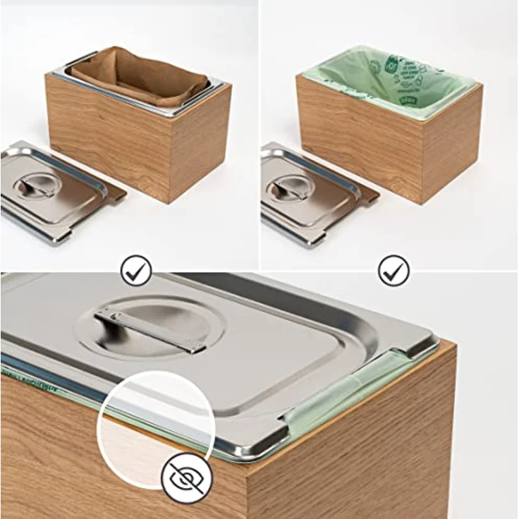 KAZAI. Biomülleimer Echtholz-Veneer, Design Bio-Mülleimer Spülmaschinenfest und aus Echtholz-Veneer – Bild 5