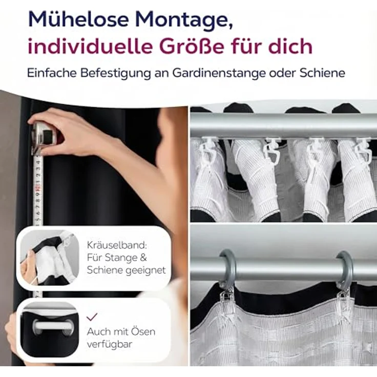 Beautex Verdunkelungsvorhang Verdunkelungsgardine Kräuselband Vorhang blickdicht abdunkelnd, Kräuselband (1 St), verdunkelnd – Bild 7
