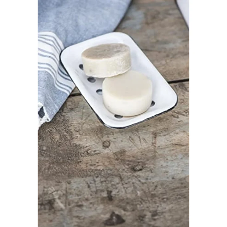 Ib Laursen - Seifenschale 2-teilig mit Ablaufschale Emaille Weiß 0447-11 Vintage – Bild 3