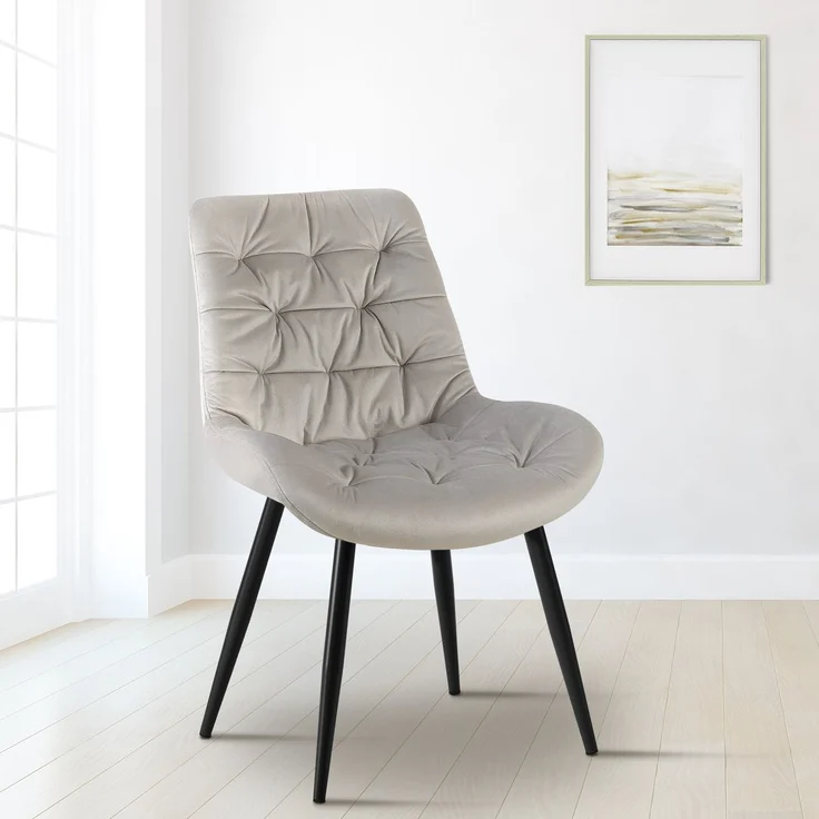 CLP Esszimmerstuhl Rossford Samtbezug gepolstert mit Rückenlehne,grau – Bild 3