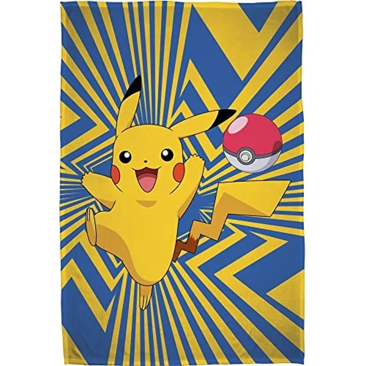 Kinderdecke Pokemon Go Pikatchu 160 x 200 cm weich und kuschelig Coral Fleecedecke, BERONAGE