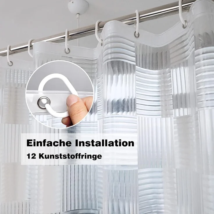 Transparenter Duschvorhang 180x180cm 3D Muster Anti-Schimmel Wasserdicht – Bild 5