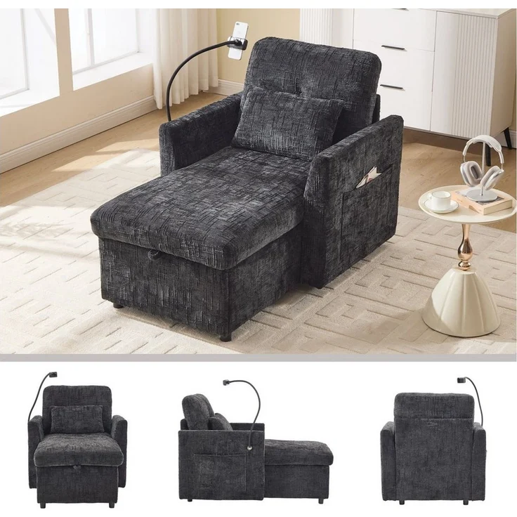 BlingBin Sofa Einzelsofa Freizeitstuhl Freizeit-Sofa, Einsitzer mit Stauraum, 125 x 84,5 x 87 cm 1 Teile, Einzelner Freizeitstuhl für Wohnzimmer Schlafzimmer kleiner Haushalt – Bild 1