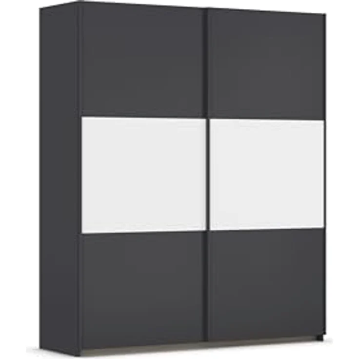 Rauch Möbel Neo, Schwebetürenschrank, Kleiderschrank, Kleiderschränke, Garderobe, Schrank mit Stauraum, 2-türig, Farbe Grau-metallic/Alpinweiß, 175 x 210 x 59 cm – Bild 2