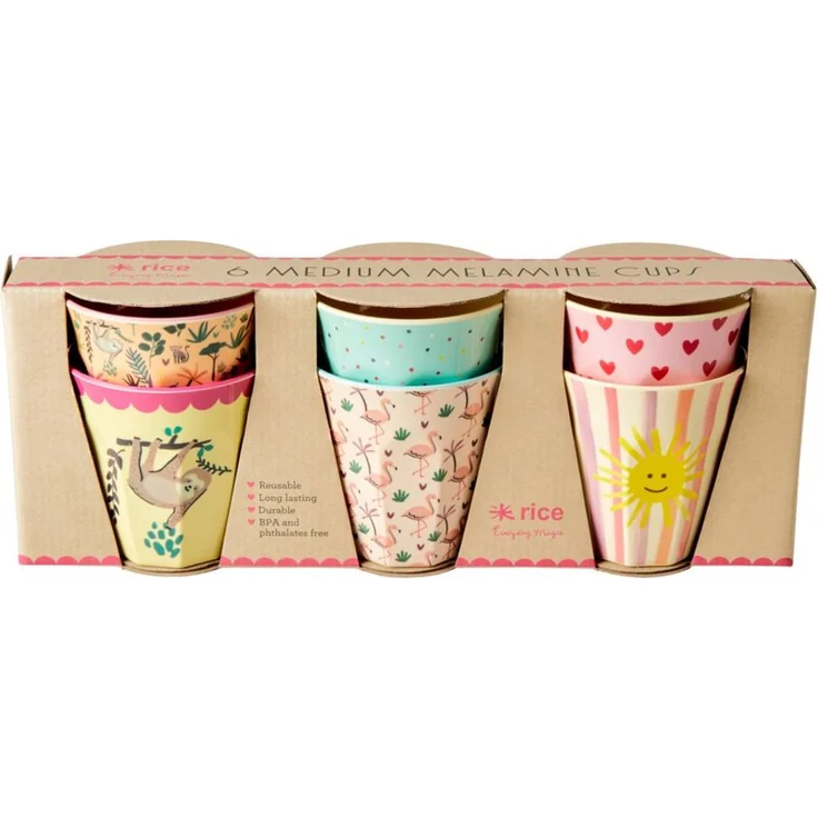 rice Becher Rice Melamin Kinderbecher Set - Funky Prints, 6-tlg, Melamin – Bild 1