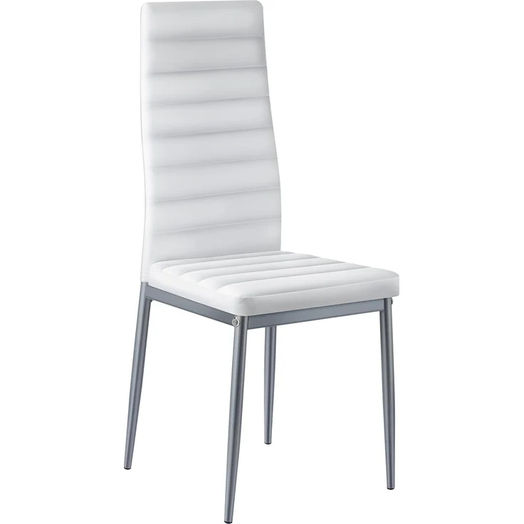 VEVOR moderner Esszimmerstuhl (6 STK.) eleganter gepolsterter Leder-Beistellstuhl (136 kg belastbar) für Esstische, platzsparender Küchentischstuhl mit dicken Kissen & Metallbeinen, Weiß Cafeteria – Bild 9