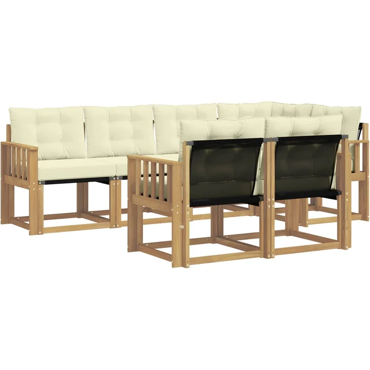 vidaXL Outdoor-Sofagarnitur 7 stk. 7-Sitzer Weiß und Creme 3389568 – Bild 2