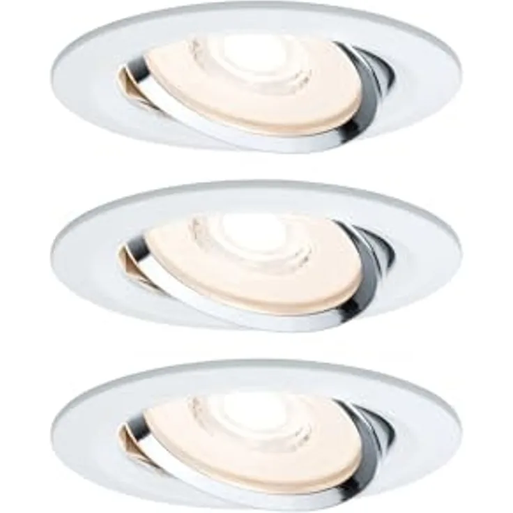 Paulmann Premium Einbauleuchten Set Reflector Coin rund schwenkbar dimmbar LED 3x6,8W 230V Weiß Chrom/Alu13283