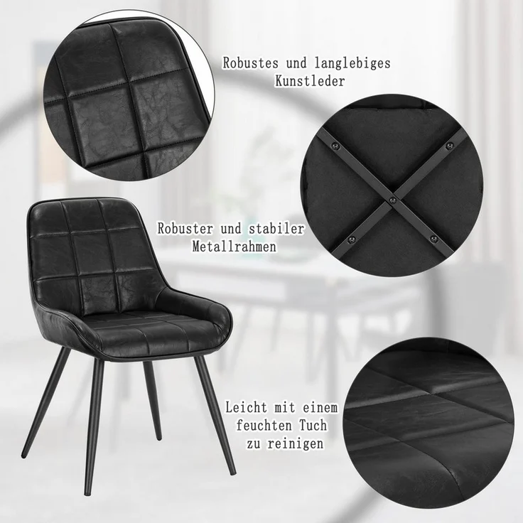 Woltu Esszimmerstuhl (2 St), Polsterstuhl Akzentstuhl mit Rückenlehne – Bild 3