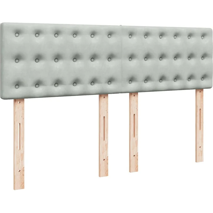 vidaXL Boxspringbett mit Matratze Hellgrau 140x190 cm Samt 3290046 – Bild 12