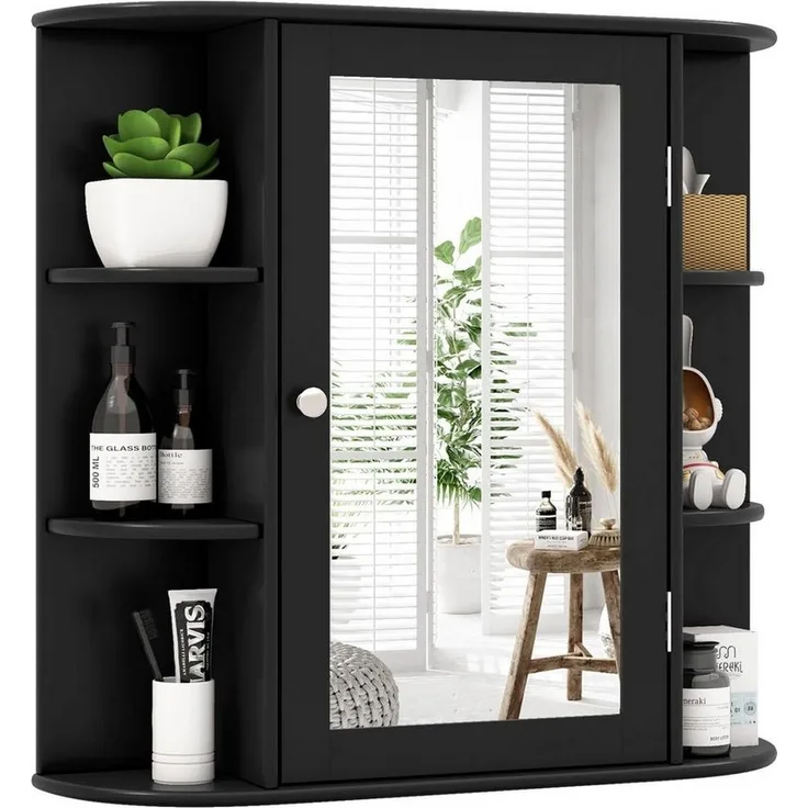 KOMFOTTEU Spiegelschrank Badschrank Hängeschrank,66 x 17 x 63 cm