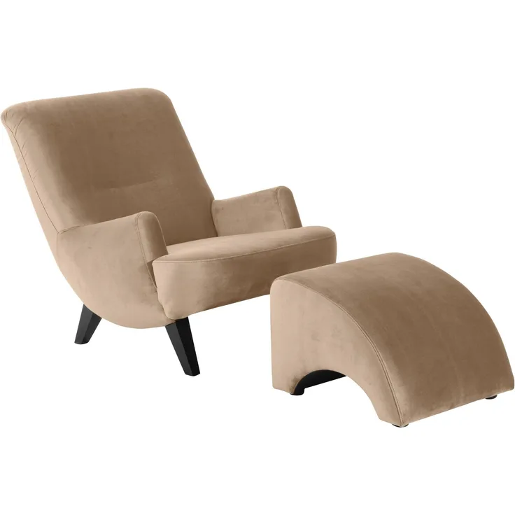 Sessel Kajsa 71x80x101 Bezug Samtvelours Buche schwarz/sand