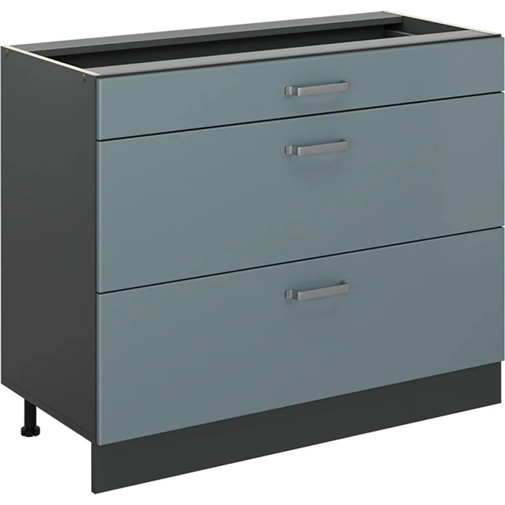 Küchenunterschrank R-Line Blau-Grau/Anthrazit 100 cm ohne Arbeitsplatte Vicco – Bild 1