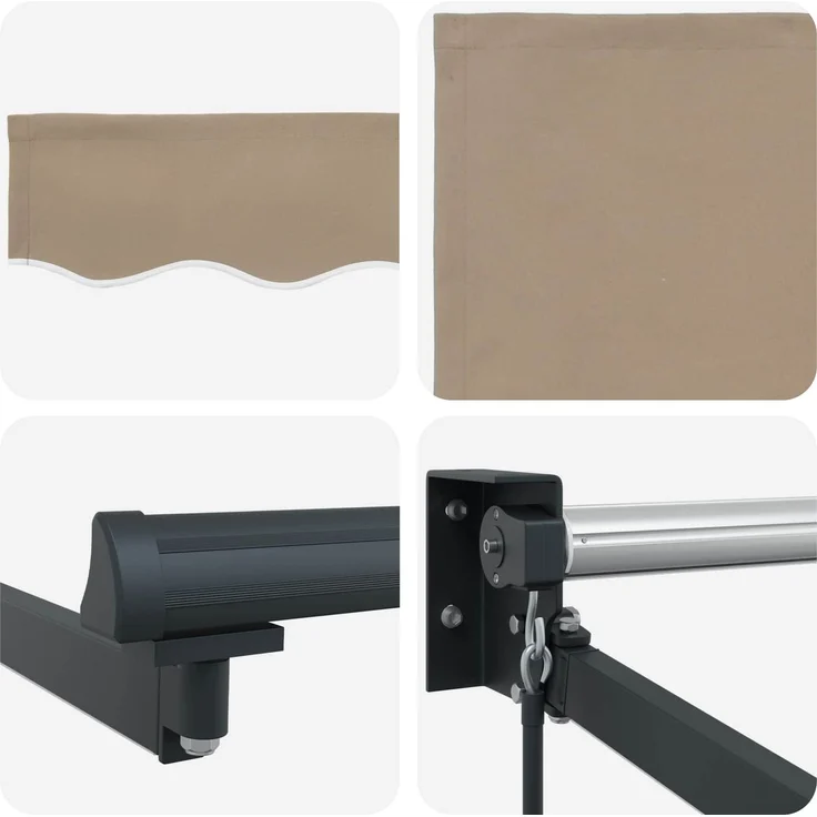 vidaXL Manuelle Gelenkarmmarkise mit LEDs, Beige & Anthrazit, 4 x 3 m – Bild 9