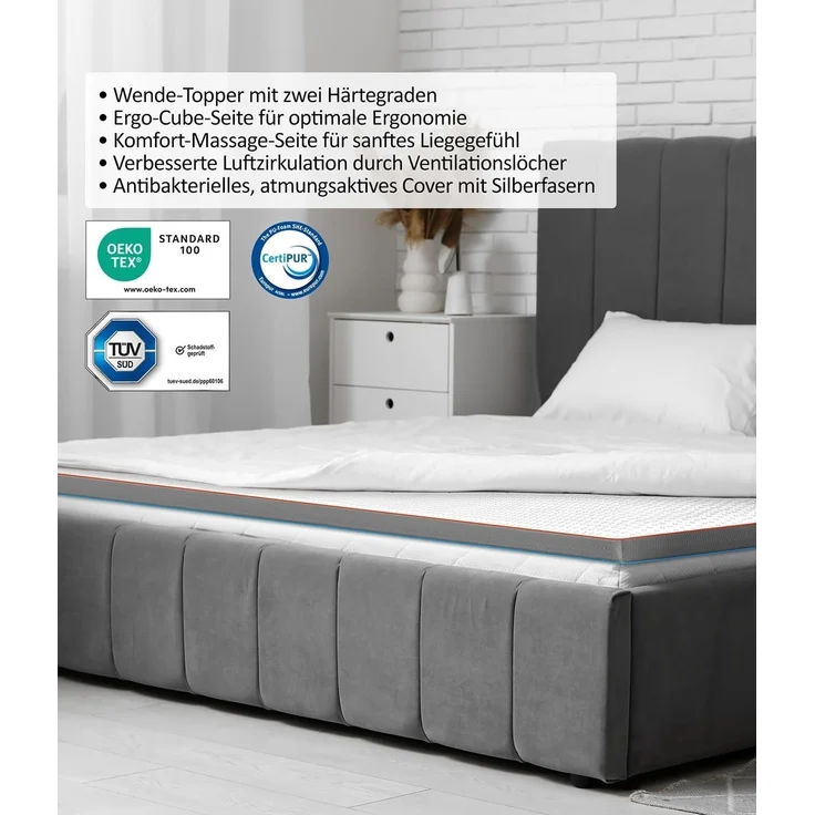 Genius, Topper Eazzzy Topper Premium Cube Advance, 9 cm hoch, (1-tlg), Temperaturausgleich, 180x200 cm 140x200 cm und weitere Größen – Bild 8