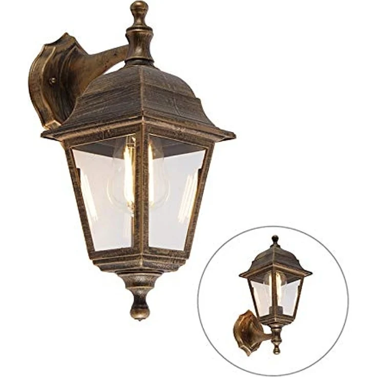 Qazqa Außen-Wandleuchte Capital, ohne Leuchtmittel, E27, Gold/Messing, Klassisch / Antik, Kunststoff, 1-flammig – Bild 2