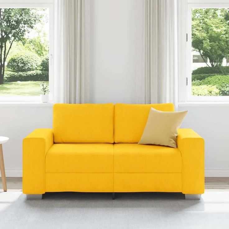vidaXL Zweisitzer-Sofa Hellgelb 160x77x82 cm Cordstoff 4105198 – Bild 2