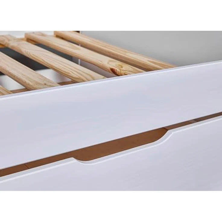 Ebuy24 Dream Bett, 90 x 200 cm, ausziehbar, Weiß mit Lattenrost, MDF-Basis, ohne Matratze und Kissen – Bild 5