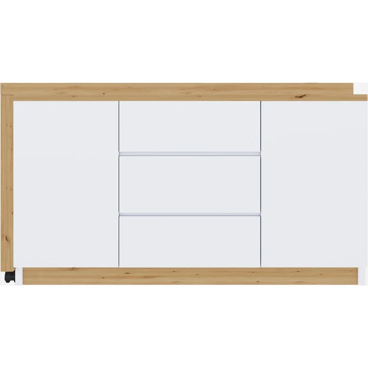 Schreibtisch 120 × 50 × 76,5 cm, drehbar und klappbar, 3 Schubladen, 2 Türen, 2 feststellbare Rollen, 4 cm starke Platte, Spanplatte, Weiß/Eiche – Bild 8