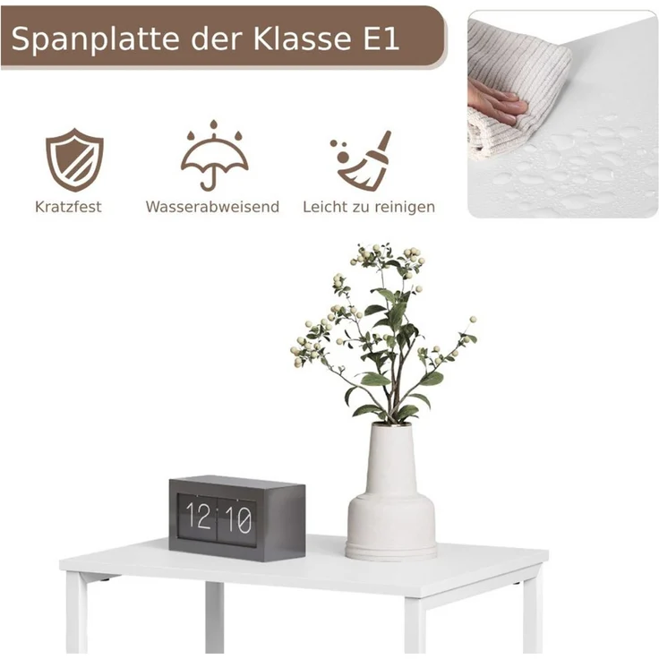 EUGAD Nachttisch (1-St), 40x60x30 cm, aus Vliesstoff, Metall, Holz, Weiß – Bild 3