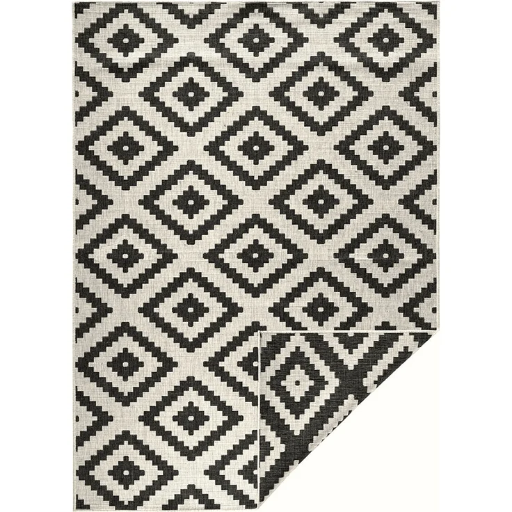 In- & Outdoor Teppich Malta Schwarz Creme - 160x230x0,5cm – Bild 1