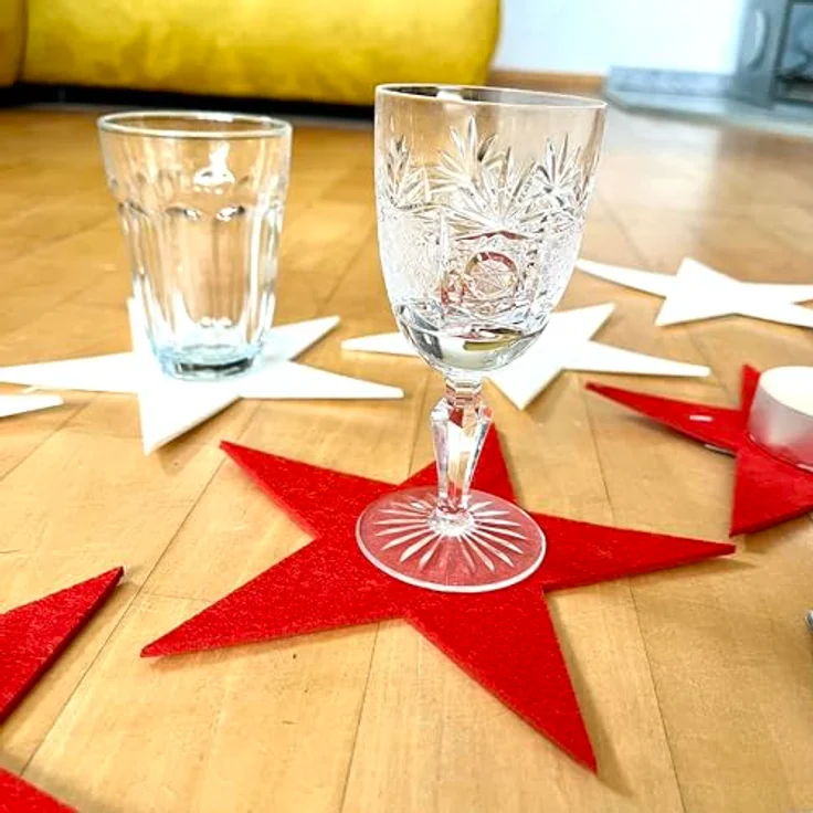 Annastore Platzset 12 x Filzsterne Filzdeko Sterne Weihnachten Filzunterlage Sterne, In DREI Farben – Bild 8