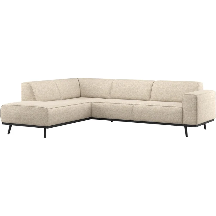 Ecksofa Statement, Melange-Stoff mit abgerundetem Design, modern, beige, links, hoher Sitzkomfort