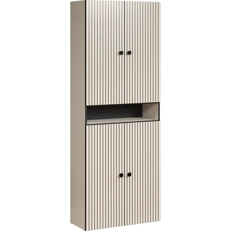 Badezimmer Hochschrank Bliss in Evoke Eiche und grau 70 x 186 cm