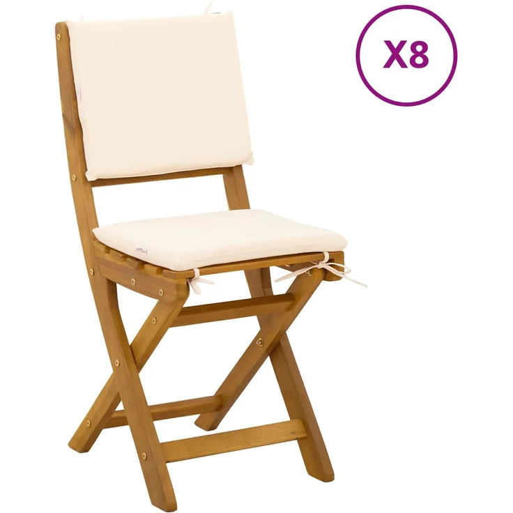 vidaXL Außen Bistro-Stühle 8 stk. Cremeweiß Massivholz Akazie 3416294 – Bild 2
