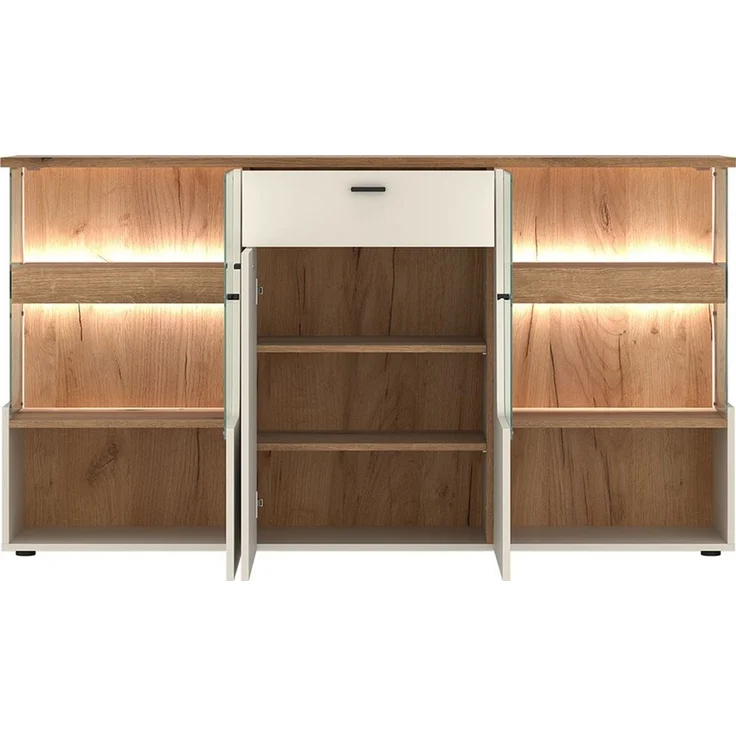 Lomadox Esszimmer-Set CARMONA-129, (Spar-Set, 2-St, Sideboard Wandregal), in kaschmir und Eiche, inkl. LED-Beleuchtung – Bild 3