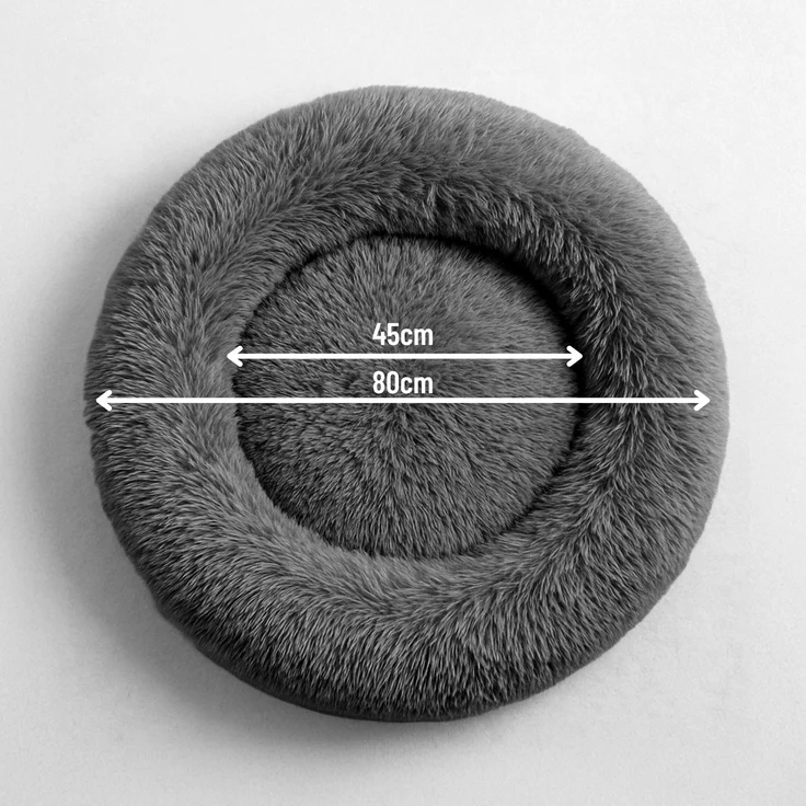 belviona Donut-Hundebett, kuscheliges Plüschbett mit weicher Füllung, sicherem Halt & ergonomischem Rand, 80 cm Durchmesser, anthrazit – Bild 4