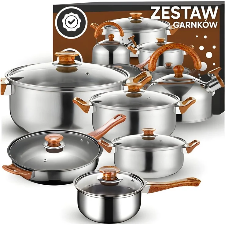 Retoo Topf-Set Kochtopf Set 11-teilig für Induktion & Gas mit Pfanne und Wasserkocher, Edelstahl (Kochgeschirr-Set, 11-tlg, 11-teiliges Kochgeschirr-Set), Für Induktion und Gas geeignet, Antihaftbeschichtung – Bild 1