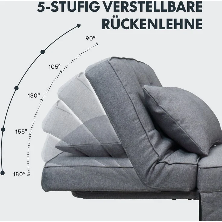 FLEXISPOT Schlafsofa Relaxsessel mit Liegefunktion, Loungesessel, Ottoman, Grau, klappsofa – Bild 2